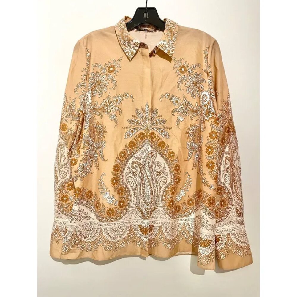 NWOT Kobi Halperin Lucky Hunter Paisley Print Blouse Women’s Brown Beige Small S